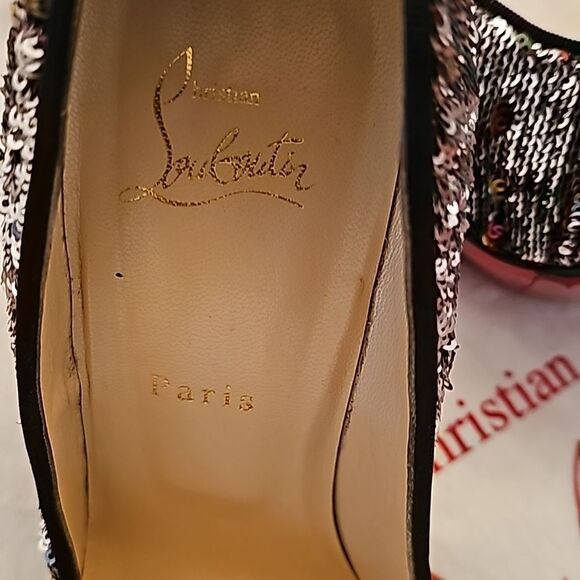 Christian Louboutin Pigalle Follies 100 Reversable Sequin Pointed Pumps 39.5 - Picture 3 of 12
